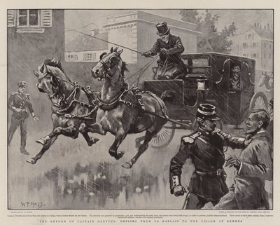 Die Rückkehr von Hauptmann Dreyfus, Fahrt von La Rablais zum Gefängnis in Rennes von William T. Maud